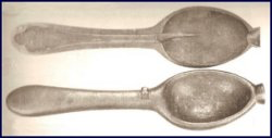 a brass, two piece spoon mold c. 1740–1750