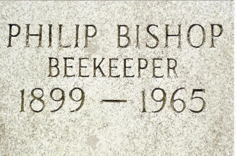 Gravestone reading Philip Bishop Beekeeper 1899-1965