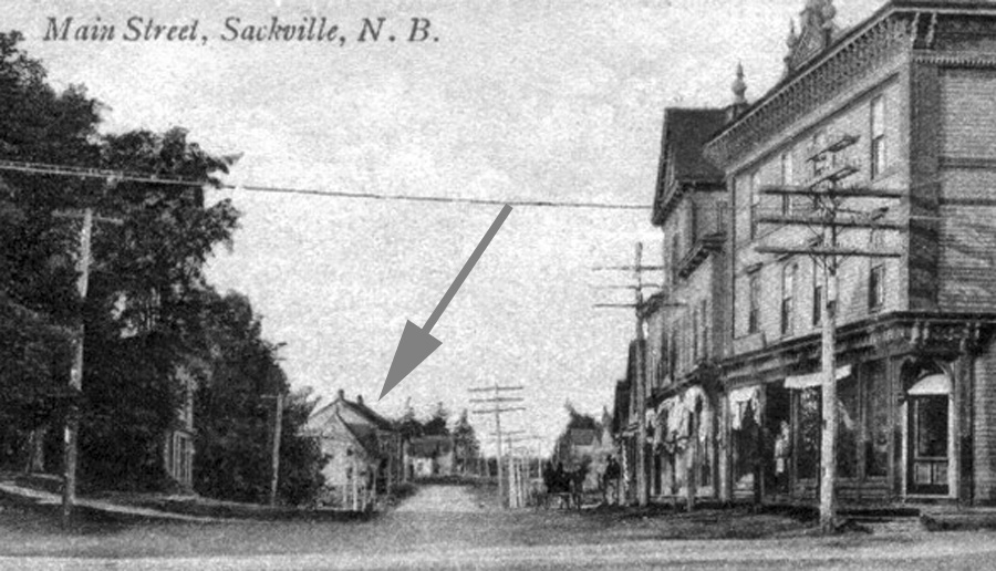 Postcard image of Bridge Street, Sackville, NB